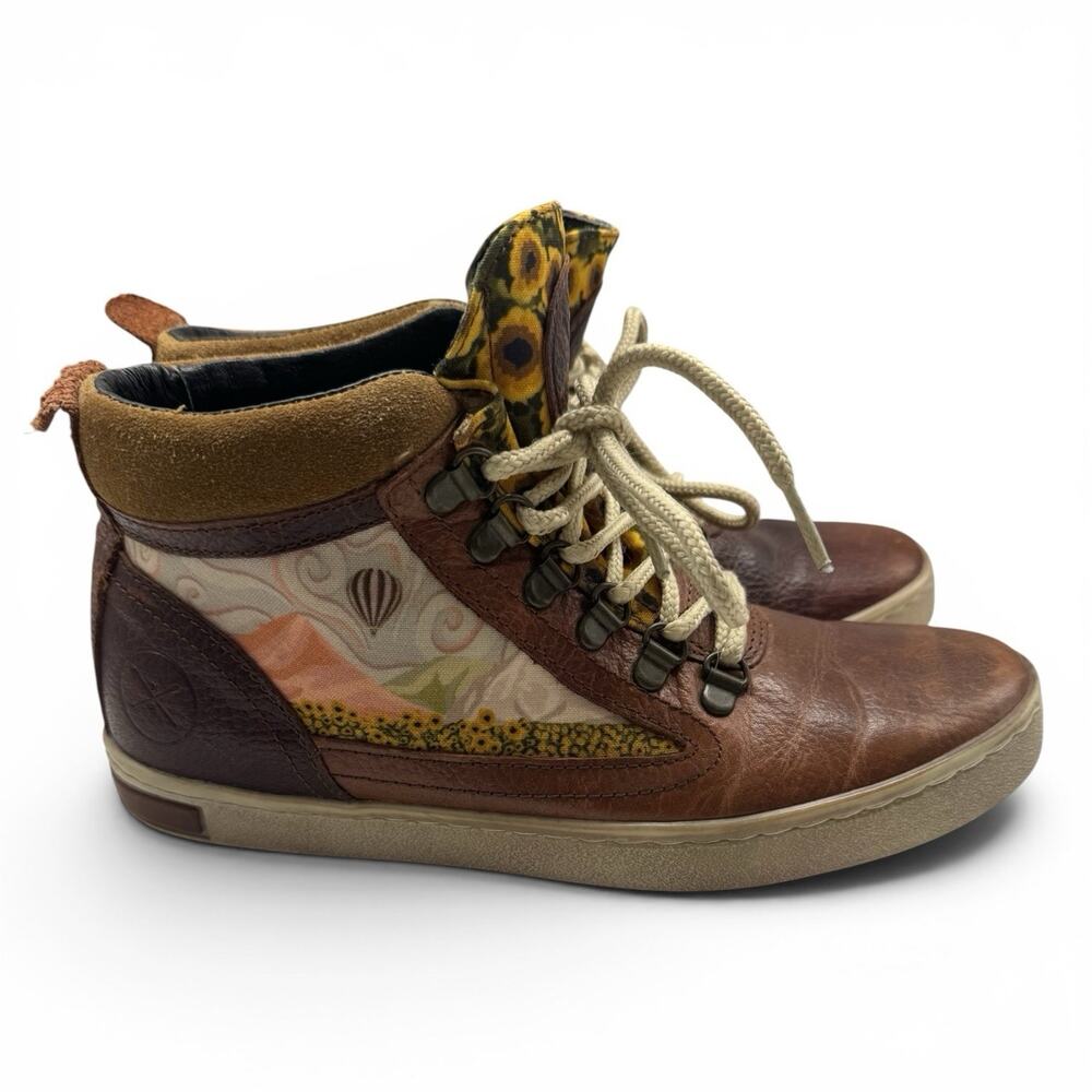 Inkkas Ray Camping Boots Women’s Size 8 Leather Mountain Hot Air Ballon Canvas